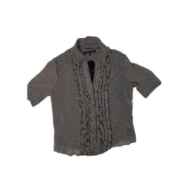 Anne Klein pinstripe blouse with ruffle detail - Picture 2 of 4